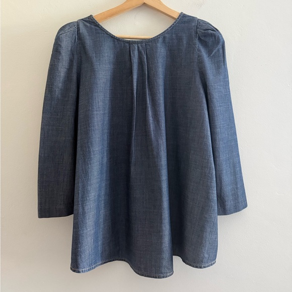 the GREAT. Size Small Denim (100% Cotton) Pullover Puff Blouse - Picture 11 of 16